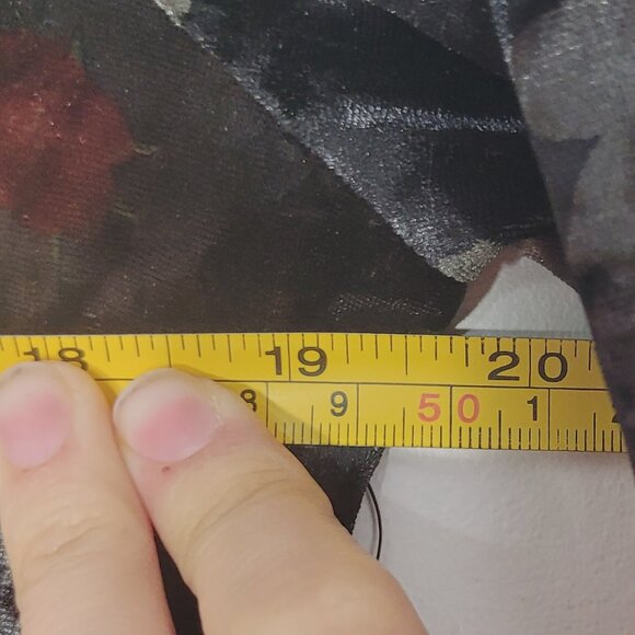 Tribal Femme NEW Velvet Black Floral Print Long Bell Sleeve Shift Dress S NWT - Picture 10 of 12